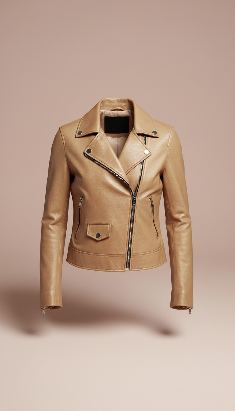 Leather Jacket in Champagne Gold